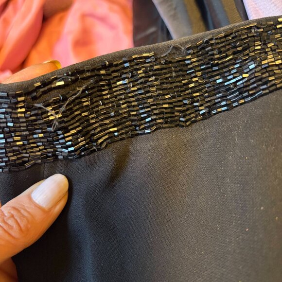 Vintage Ralph Lauren Strapless Beaded Gown (Black, Subtle Train) — Size 8 - Picture 4 of 5